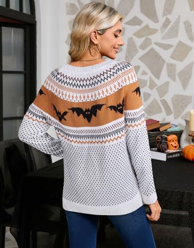 Women's Pullover Sweaters Long Sleeve Crew Neck Cute Multi-Hearts Knitted Casual Sweater