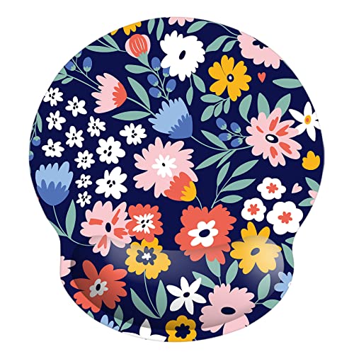 Memory Foam Wrist Support Mouse Pad Comfortable Padded Wrist Mousepads 9in X10in Desktop Notebook Mouse Mat (Vibrant Flower Foam)