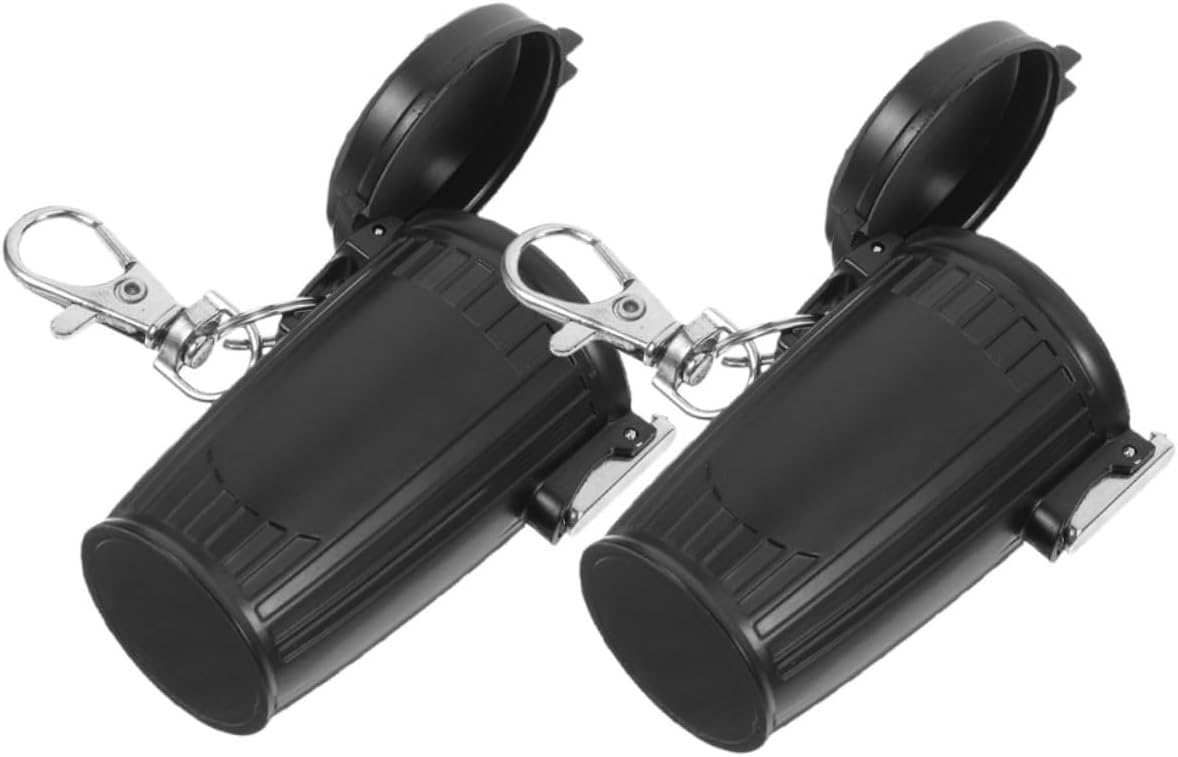 2pcs Portable Ashtray with Lid Mini Metal Ash Holder Keychain Compact Outdoor Car Pocket Ash Collector for Smokers