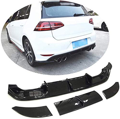 Rear Bumper Lip Diffuser Fit For V·o·l·k·s·w·a·g·e·n Vw Golf Vii 7 Mk7 R Line Hatchback 2014-2017 Carbon Fiber Cf Lower Bumper Lip Spoiler Body Kit