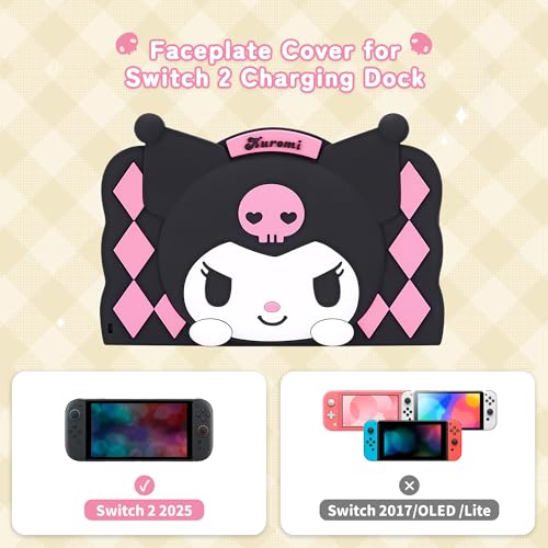 Image of Kuitmor Protective Cover Compatible with Switch 2025 Charging Dock, 3D Soft Silicone Switch 2 Dock Sleeve, DIY Replacement Housing Shell for Dock, Decorative Base Shell (Kuromi)