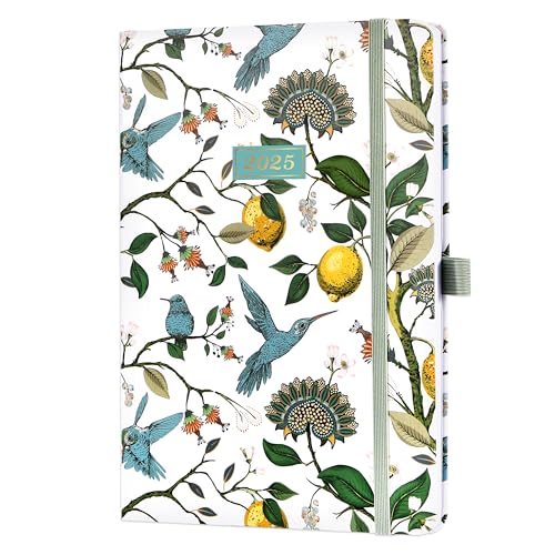 2025 Diary - Diary 2025 Week to View Diary, Jan. 2025 - Dec. 2025, Inner Pocket, Elastic Closure, 21.5 x 15.5 cm, Green