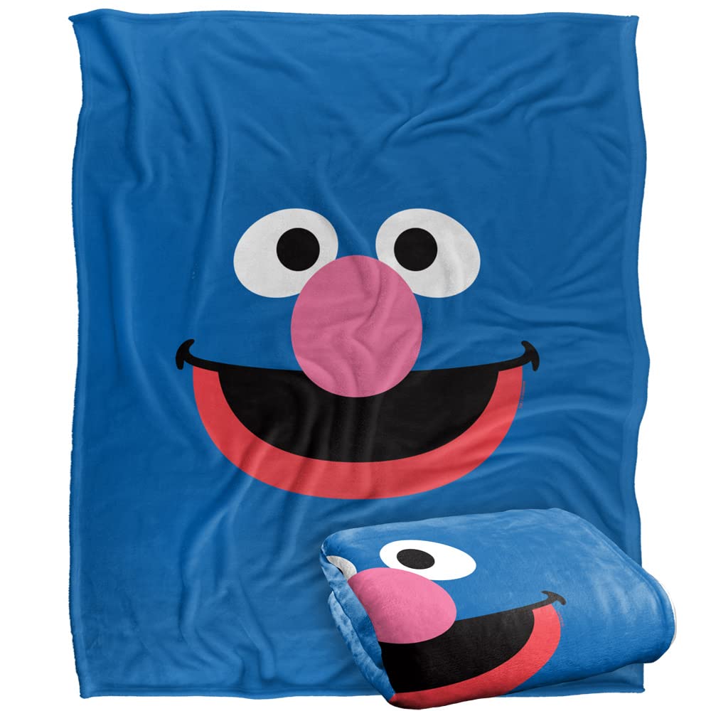 Sesame Street Grover Face Officially Licensed Silky Touch Super Soft Throw Blanket 152 x 127 cm