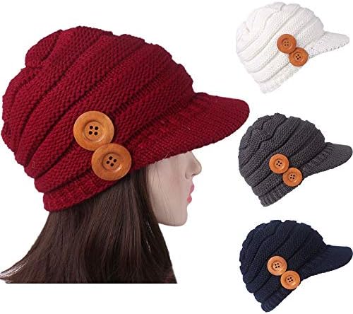 Kuyou Schirmmütze Damen - Warmes Barett Mit Schild Im Retro-Stil