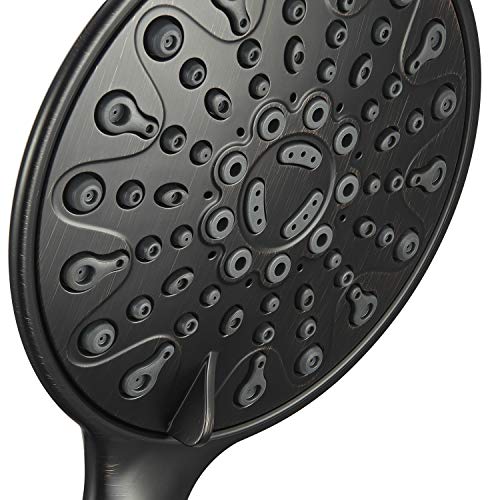 Couradric Handheld Shower Head, 6" Oil-Rubbed Bronze Face 6 Spray Setting Shower Head with High Pressure, Brass Swivel Ball Mount and Extra Long Flexible Stainless Steel Hose