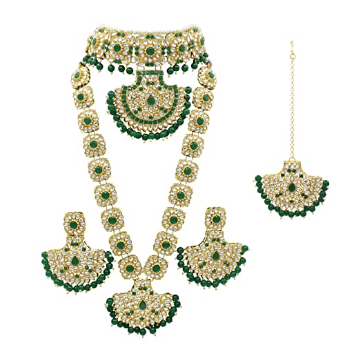 Saiyoni Wedding Collection Gold Plated Kundan Stone Work Half Bridal Jewellery Set For Women