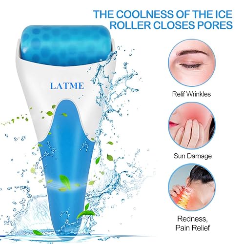LATME Rolo de gelo para olhos faciais, presentes femininos, massageador facial, inchaço, alívio da d