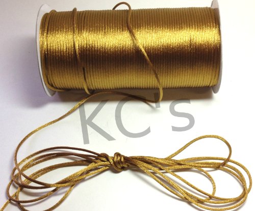 50 Yards - 2mm Old Gold Satin Rattail Cord Chinese/china Knot Rat Tail Jewelry Braid 100% Polyester