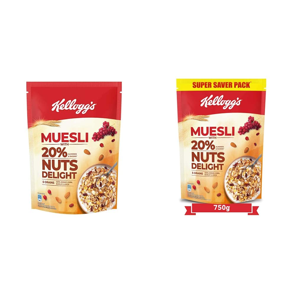Kellogg's Combo, Kellogg's Muesli with 20% Nuts Delight Pouch, 500 g and Kellogg's Muesli with 20% Nuts Delight Pouch, 750 g-image-48