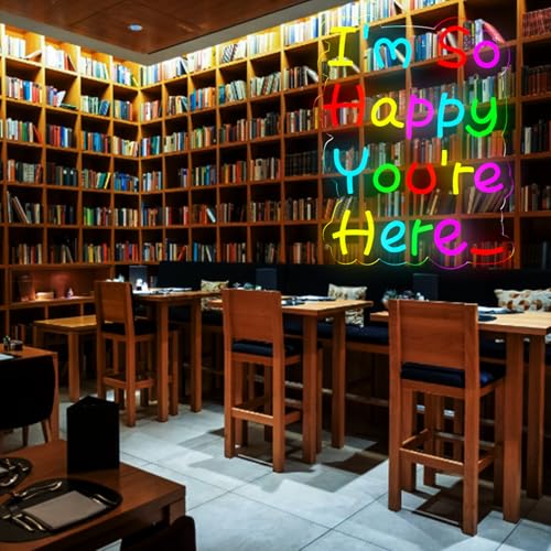 Image of I'm So Happy You're Here Neon Signs Welcom LED Neon Light Wall Decor for Classroom,Kids Room,Business,Party,GIft Art for Boys Girls Kids,Friends,Family-15.43x12.2 IN-USB Powered-Acrylic