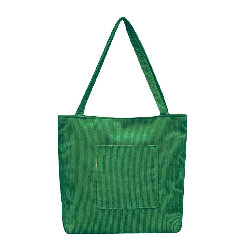 AioTio Bolsos de Pana Gran Capacidad Bolso Bandolera para Mujer Bolso de Mano para ir de Compras Trabajo Universidad(Verde oscuro)