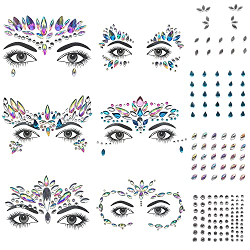 GLARYYEARS Face Gems, 10-Pack Halloween Face Jewels Temporary Tattoo Stickers, Face Jewelry Rhinestones Diamonds Crystals - Image 4