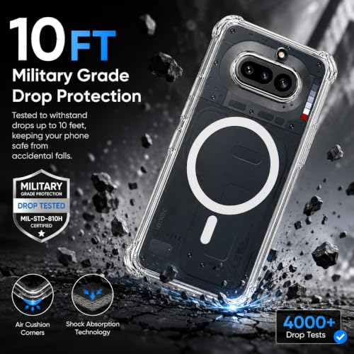 Image of Transparent Back Cover for CMF by Nothing Phone 2 Pro 5G Shockproof Side TPU Bumper & Back Pc Protective Magnetic Support Cover Case (CMF by Nothing Phone 2 Pro 5G)