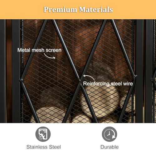 Pantalla para chimenea con puerta de facil acceso y estructura protectora de hierro 6