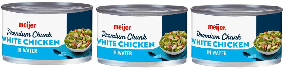 Premium Chunk Canned White Chicken 97% Fat Free Gluten Free (3 Cans, 12.5 oz. each)