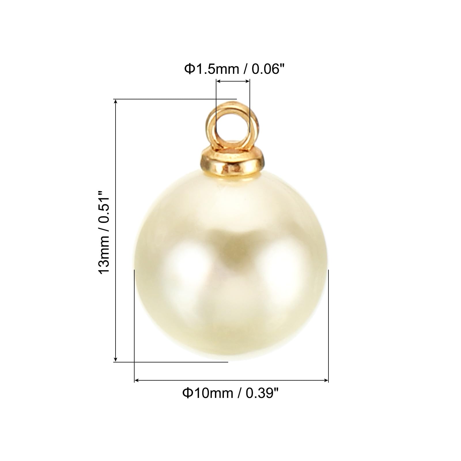 PATIKIL (10mm Pearl Charm, 150Pcs Pearl Beads Faux Pearl Pendant Charm Beautiful Designer DIY for Making s s Wedding Crafts,Gold Beige - Image 2