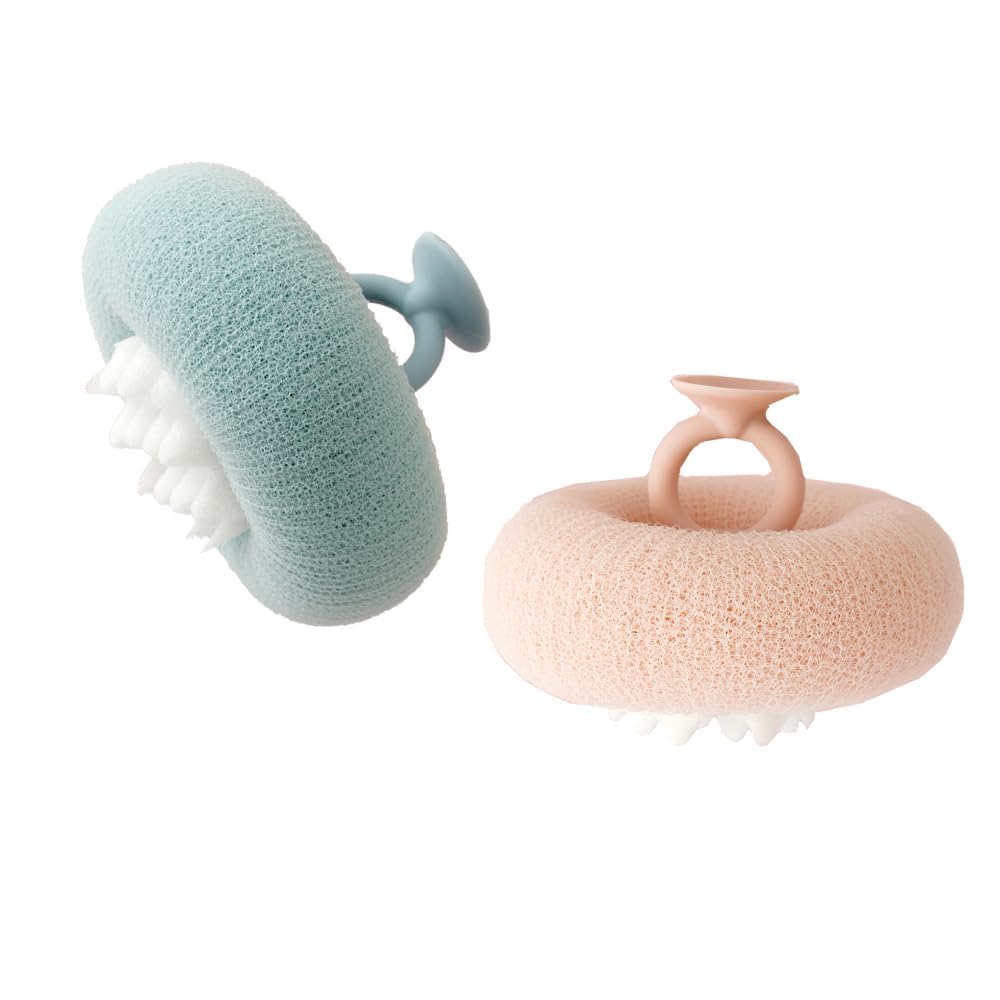 Loofah Bath Sponge Body Scrubber Mesh Men Women 2-in-1 Bath Super Soft Suction Cup Bath Brush Shower Loofah Sponge, Exfoliating Sponge Cleaning Brush for Body-image-8