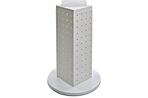 Azar Displays: 4-Sided White Solid Color Revolving Pegboard Counter Display