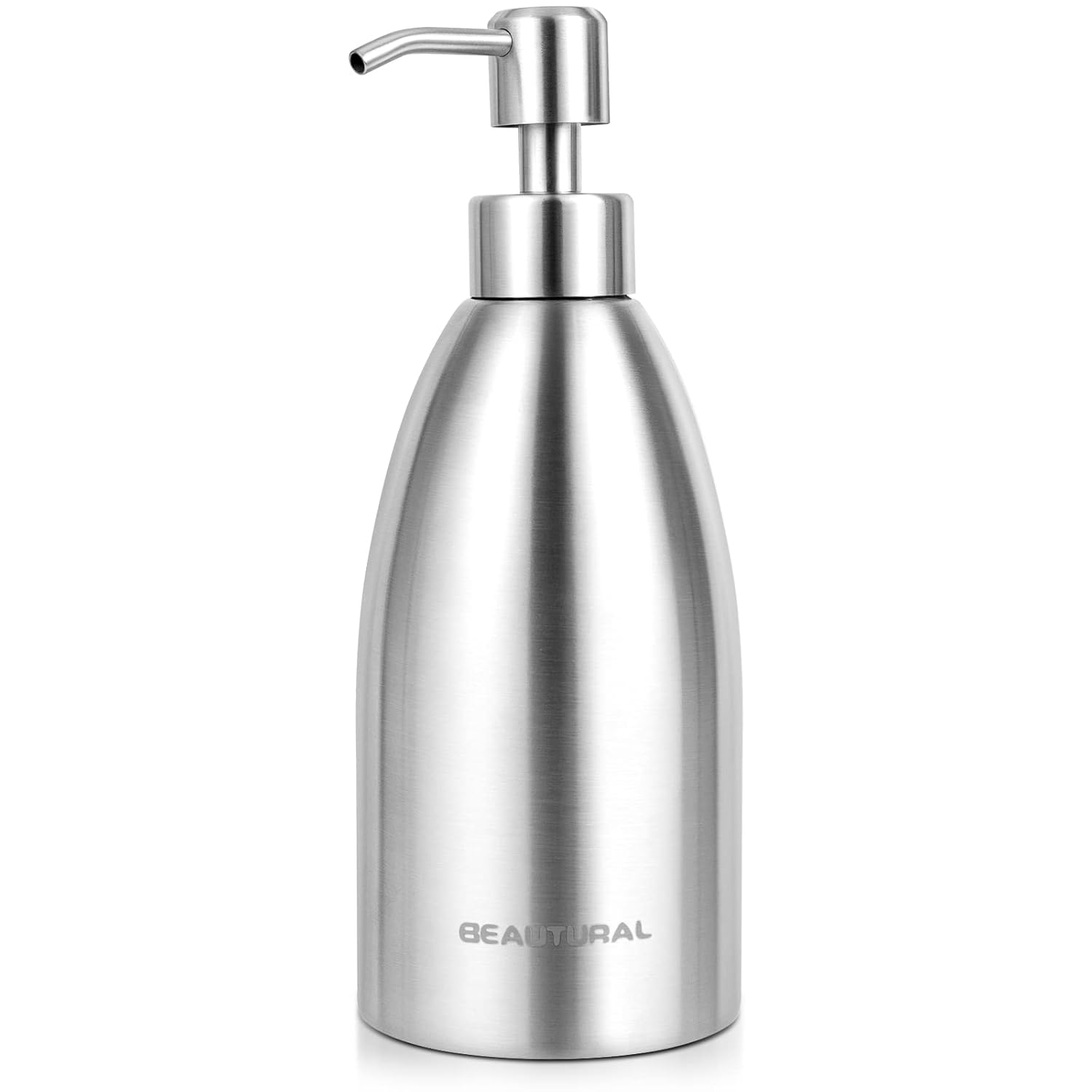 BEAUTURAL 304 Stainless Steel Countertop Soap Dispenser 15.2 Oz, Rust-Proof Liquid Soap Pump Bottle for Kitchen, Bathroom and Countertop Hand Dish Lotion[Upgraded Version] : Home & Kitchen