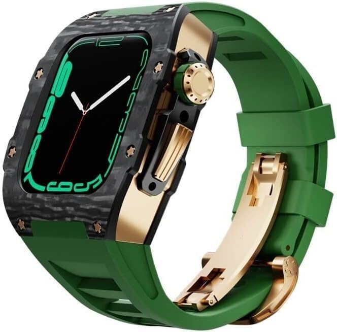 Boîtier de montre de sport en fibre de carbone compatible Apple Watch SE 6 5 4, bracelet métal