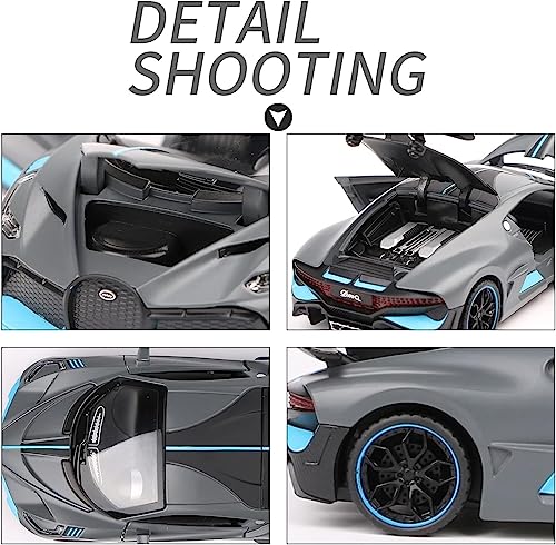 Image of DEOXY 1:32 Scale Bugatti Divo Die-Cast Model Metal Car - Metal Sports Friction Powered Car Toy with Openable Doors, Pull Back Action, Light & Sound Effects - Blue