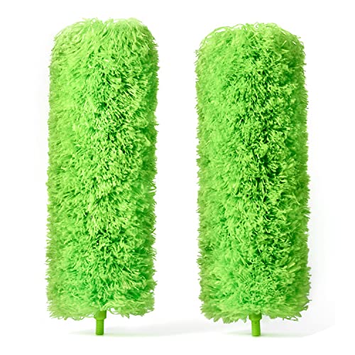 Image of Extendable Microfiber Feather Duster, Feather Dusters for Cleaning, Ceiling Fan Dust and Cobweb Cleaner - Electrostatic Bendable Head - Set of 2 Replacement Heads