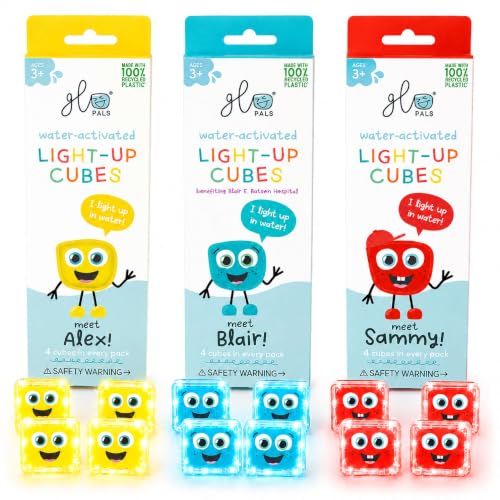 Glo Pals Water-Activated Light-Up Bath Toy Cubes 3 Colors 12 Pack