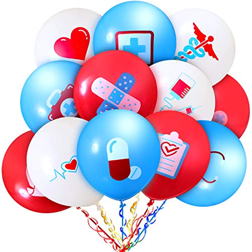 Sumind 60 Pieces Nurse Balloons Party Decoration Supplies Nursing Latex Balloons Nurse Graduation Party Decorations for Nursing Graduation RN Themed Parties