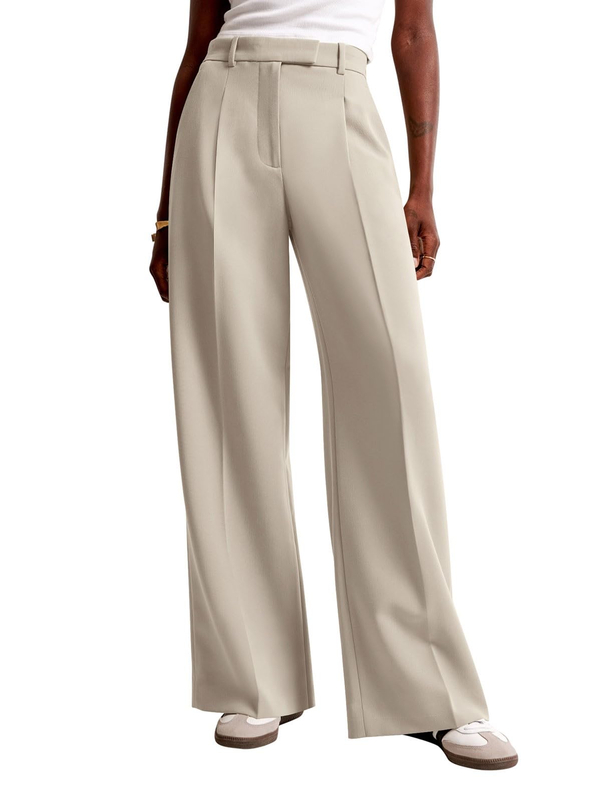 NIMIN Women Wide Leg Pants High Waisted Dressy Work Trousers Business Casual Palazzo Pants with Pockets