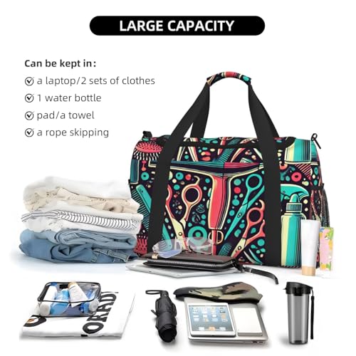 40l Gym Travel Duffel Bag Barber Hairdryers Scissors Combs Carry-On Workout Overnight Backpack3