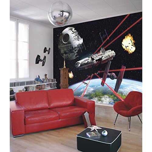 Komar - Fototapete STAR WARS MILLENNIUM FALCON - 368 x 254 cm - Tapete, Wand, Dekoration, Wandbelag, Wandbild, Wanddeko, Galaxy, Erde, Raumschiff - 8-489