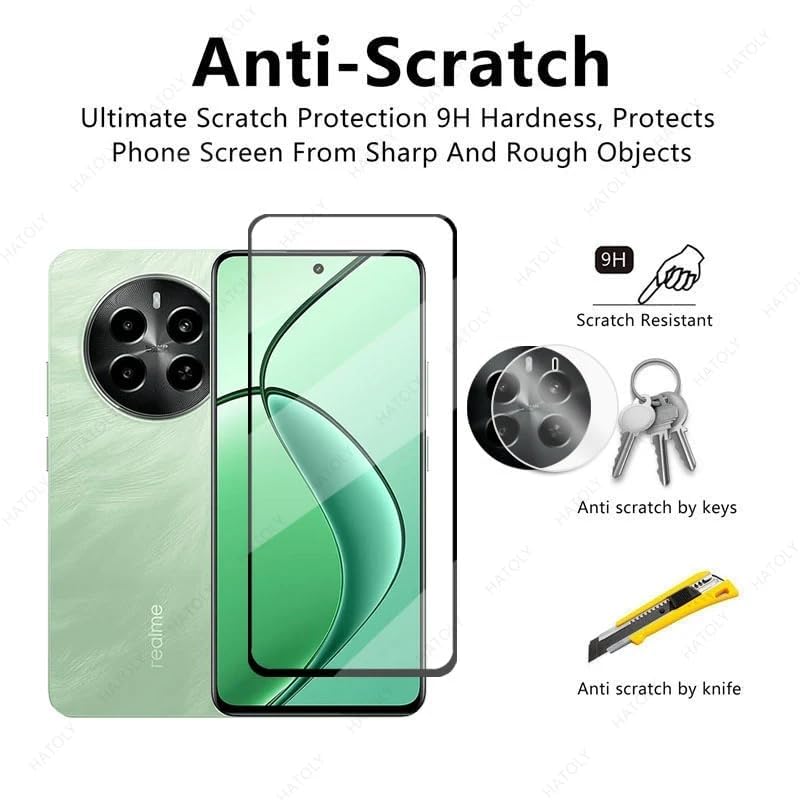 Image of Tempered Glass Screen Protector Compatible For Realme P1 5G Smartphone Full Screen Coverage (Except Edge To Edge) And Free Complete Easy Installation Kit