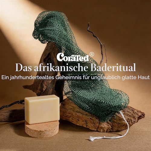 CORATED 2 Stücke Afrikanischer Netzschwamm für Körperpflege, African Net Sponge, Tiefenreinigung, Waschbar (Leinen und Braun)