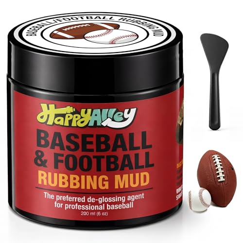 HappyAlley Baseball & Football Rubbing Mud Odorless Pro Grade Ball Conditioning Mud for Enhanced Grip Darkens Leather Reduces Shine Break in Formula for Leather & Synthetic Game Balls
