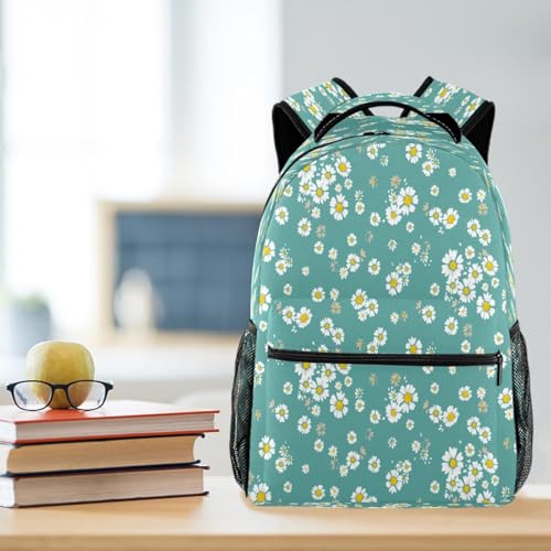 Sac à dos imprimé marguerite blanche avec grand volume compact - 5