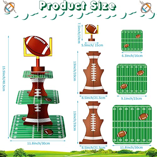 Nuenen Football Theme Party Cupcake Stand Decorations, 3 Tier Cupcake Concession Tower Sports Theme Birthday Dessert Stand for Sports Party Supplies Decor (Football) - Image 4
