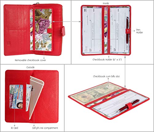 Image of Big Fat RFID Blocking Leather Organizer Checkbook Wallets For Women - Clutch