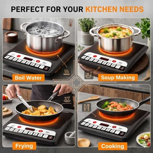 Image of Drumstone (15 Years Warranty) 2000W Portable Induction Cooktop - Fast Heating Electric Stove with Digital Display, Auto Shut-Off, Preset Cooking Modes & Energy-Saving Design