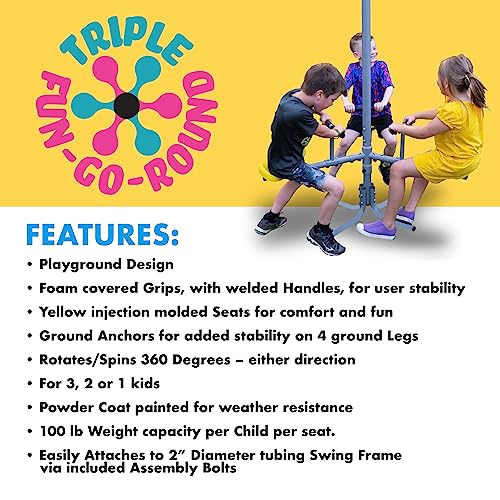 Xdp Recreation 70310 Triple Fun-Go-Round, 2 Inch Diameter Metal Tubing Swing Set Accessory Attachment. 45 Inch Diameter X 42 Inch W X 72 Inch H, By Xdp Recreation thumb #3