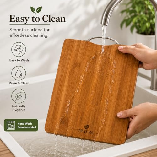 Image of Chopping & Cutting Board for Kitchen,Bacteria Resistant Cutting Board | Odour-Free 30x20x1.5 cm Thick Board for Fruits, Meat, Cheese & Kitchen Food Preparation (Plywood-Handle)