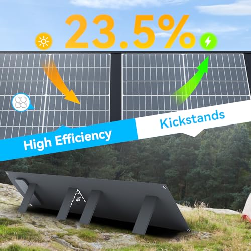 Image of Ecosonique 200W Portable Foldable Solar Panel MC4 Output for Power Station | Lightweight, Waterproof, CPC, XT60, DC, USB-C PD3.0, USB-A QC3.0 Multi-Output for Solar Generators, RVs, Camping, Outdoor Use