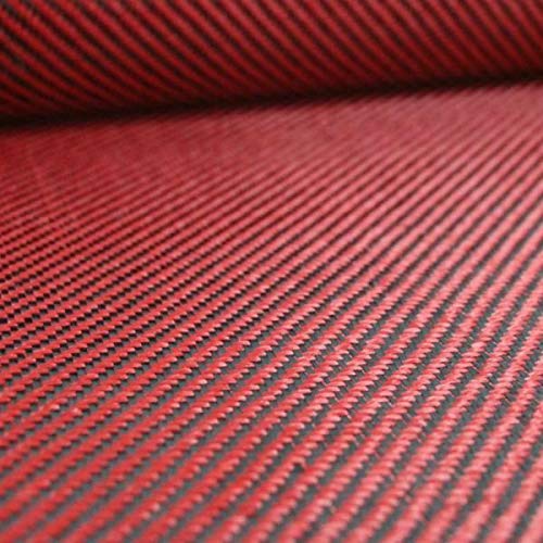 StickersLab - Hybridgewebe aus echter Kohlefaser und Aramid 190 g/m² 3K TWILL rot