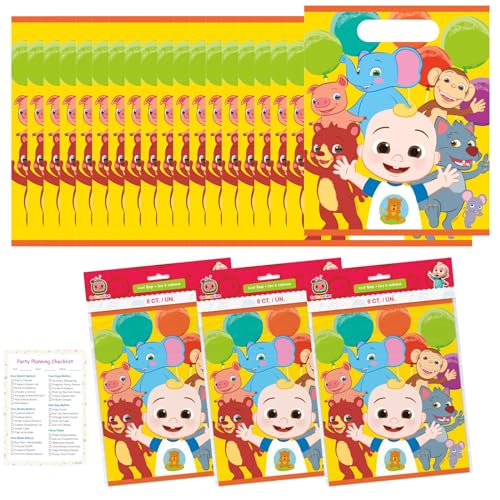 Unique Cocomelon Goodie Bags Set - 24 Cocomelon Plastic Party Fav...