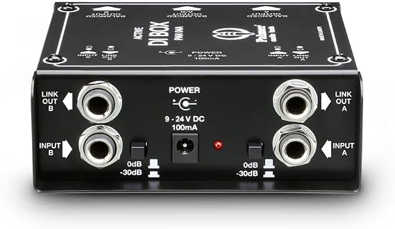 Palmer PAN 04 A - Active DI box for guitar, bass, keyboards and live audio applications, black