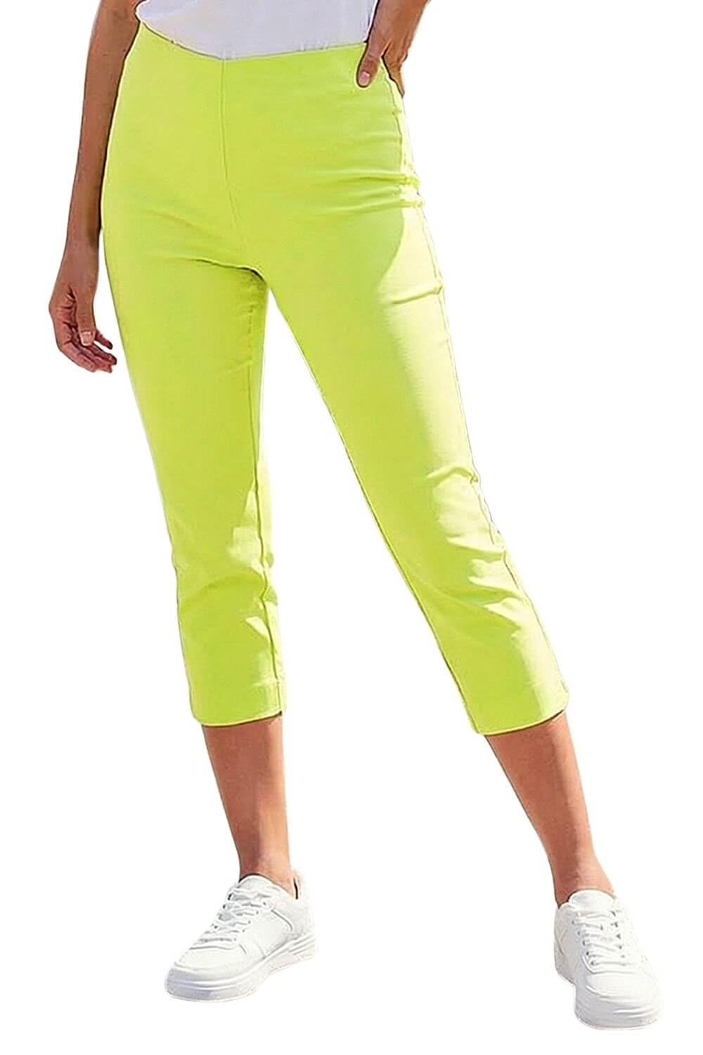 Roman Women's Lime Cropped Stretch Trouser Capri Summer Leggings 3/4 Pedal Pushers In | Size: 12