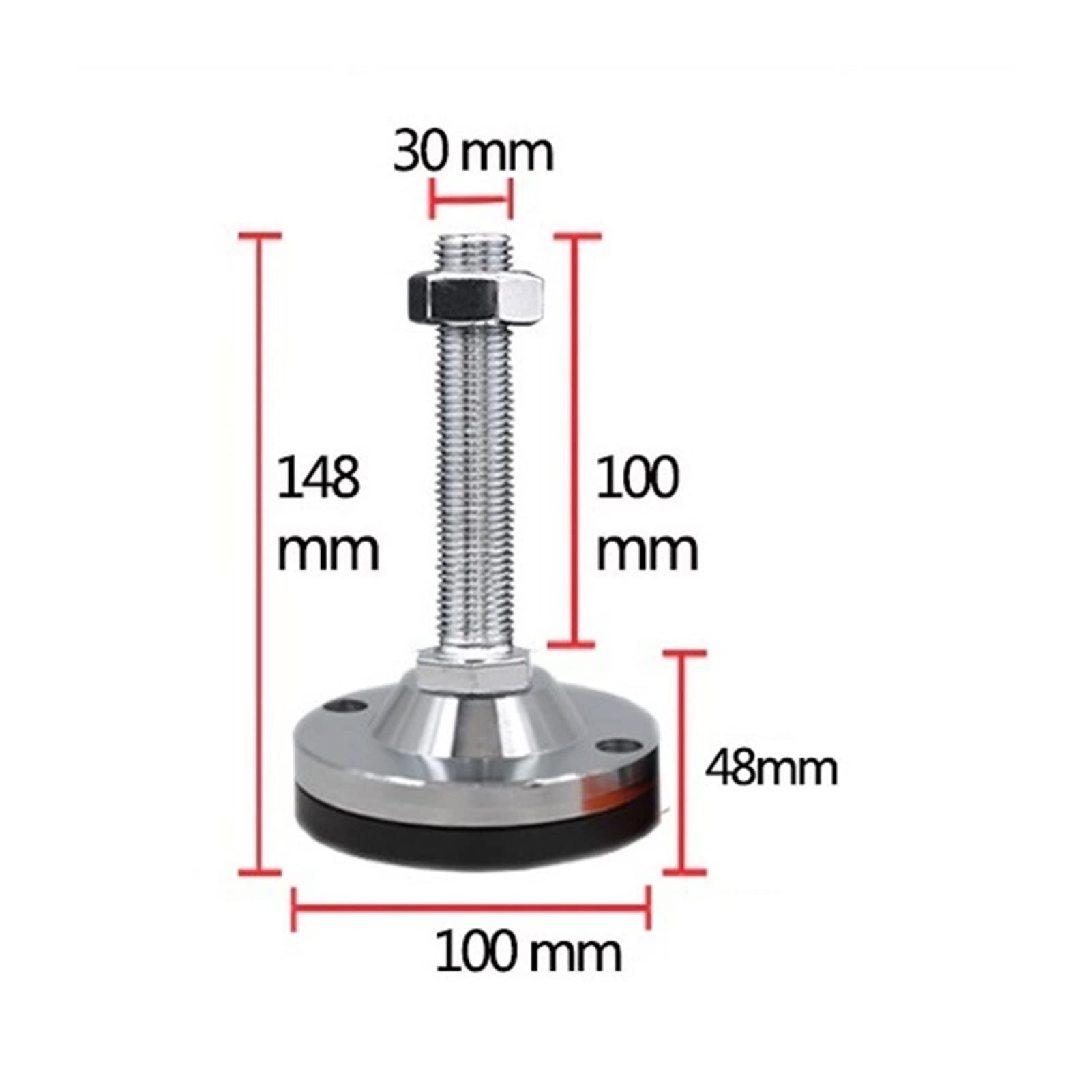 Niveladores de muebles ajustables, 2 piezas de M24, nivel de muebles roscados M30 Instalación de pies niveladores for máquinas de servicio pesado, pies niveladores ajustables(100*m30*200mm)