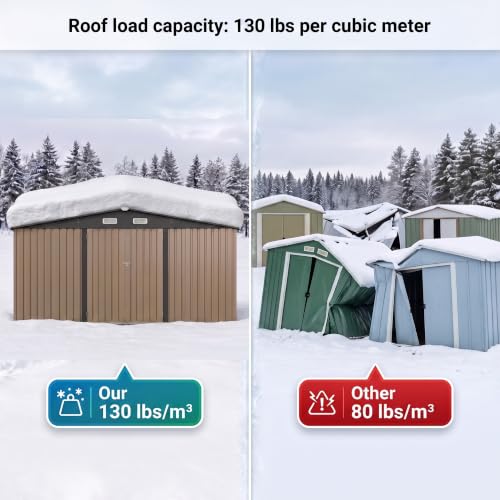Image of Patiowell 14x12 FT Outdoor Storage Shed, Large Metal Sheds, Brown