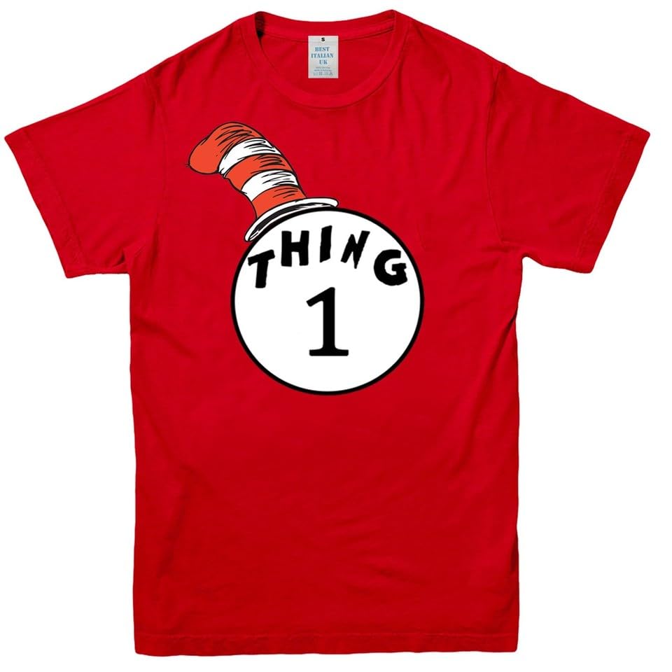 BESTITALIANUK Thing One 1 and Thing Two 2 T-Shirt Couples Matching Funny Costume Cat Twins Top
