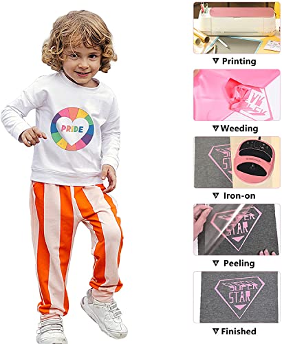 Image of HTV Iron on Vinyl 12Inch by 25ft Roll HTV Heat Transfer Vinyl for T-Shirt HTV Vinyl Rolls for All Cutter Machine - Easy to Cut & Weed for Heat Vinyl Design (Pink, 25ft)