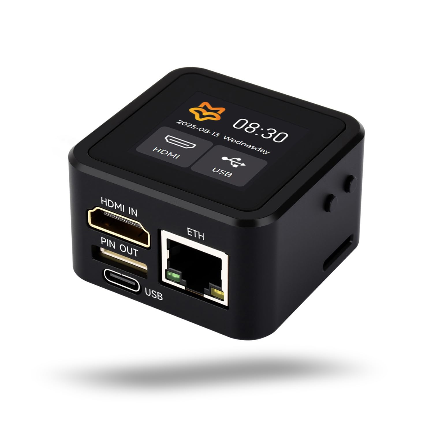 LUCKFOX PicoKVM with Metal Case and 1.54-Inch Touch Display - Remote IP KVM for Server/PC Management, HDMI Capture, HID Simulation, Low Latency Control